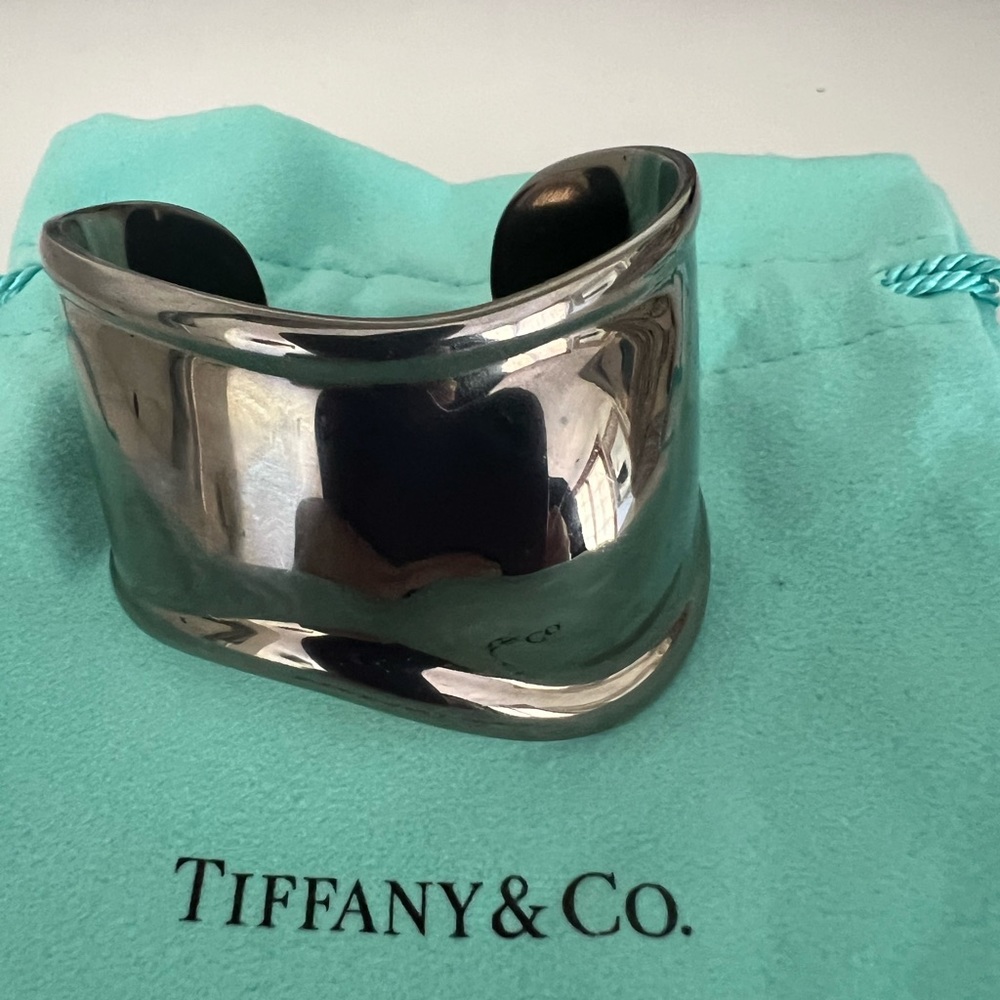 Tiffany & Co Elsa Peretti Ruthenium Small Bone Cuff. Left Wrist.